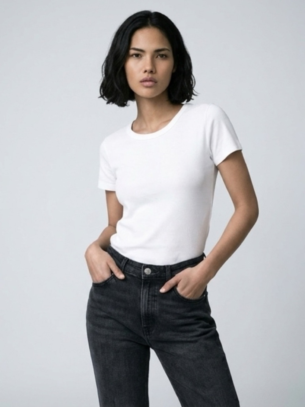 AGOLDE Riley High-Rise Straight Crop Jeans Washed Black Sz31 - Picture 2 of 11